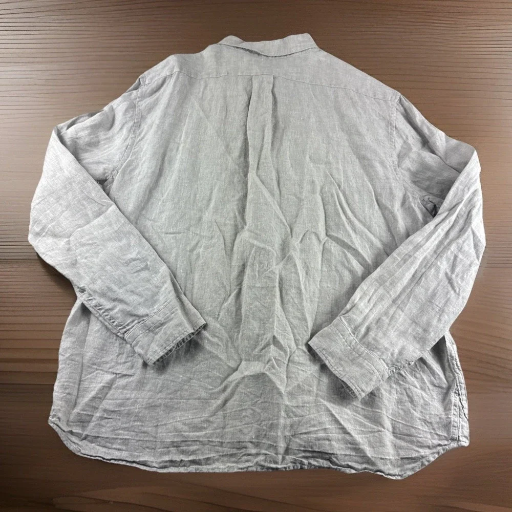 Banana Republic 100% Linen Shirt Men XL Beige Standard Fit Long Sleeve Button Up